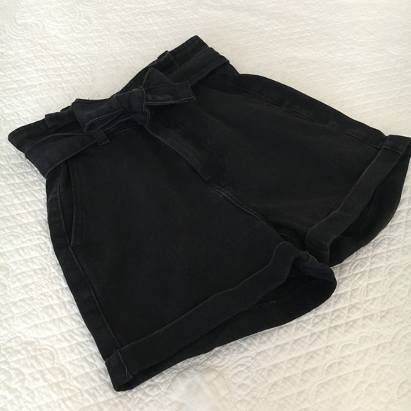 Primark High Waist Paperbag Denim Shorts Black Size 0 - Picture 6 of 9